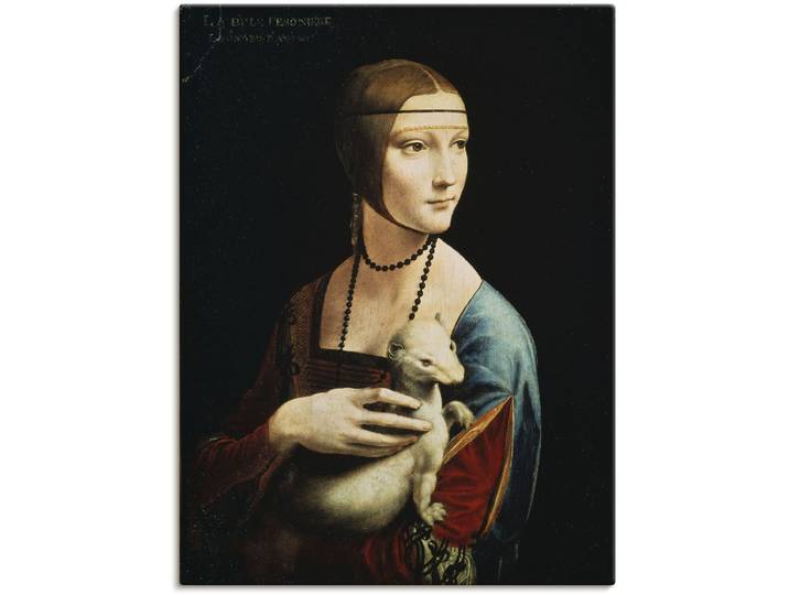 Wandbild ARTLAND Dame mit dem Hermelin Porträt , schwarz (farbe bild(er): schwarz), B:45cm H:60cm, Bilder, Wandbild, als Leinwandbild, Poster in verschied. Grössen