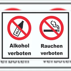 HB-Druck Schild Alkohol Rauchen verboten A1 (594x841mm)
