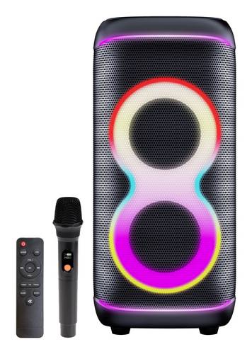 Denver BPS-370 - Bluetooth Party Lautsprecher 100W RMS LED Lichteffekt RGB mit Mikrofon TWS IPX4 Outdoor Akku