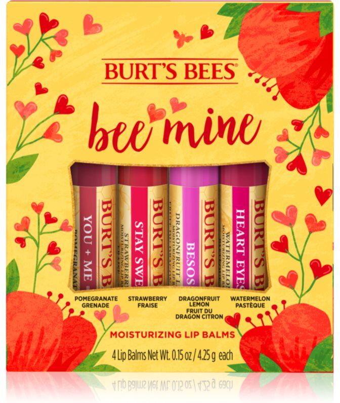 Burt’s Bees Bee Mine lip balm with beeswax flavour Pomegranate, Strawberry, Dragonfruit Lemon, Watermelon 4x4.25 g