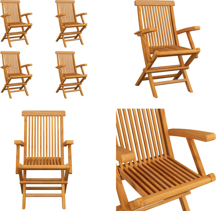 vidaXL Klappbare Gartenstühle 4 Stk. Massivholz Teak - Gartenstuhl - Gartenstühle - Gartenstuhl Holz - Gartenstuhl Massivholz