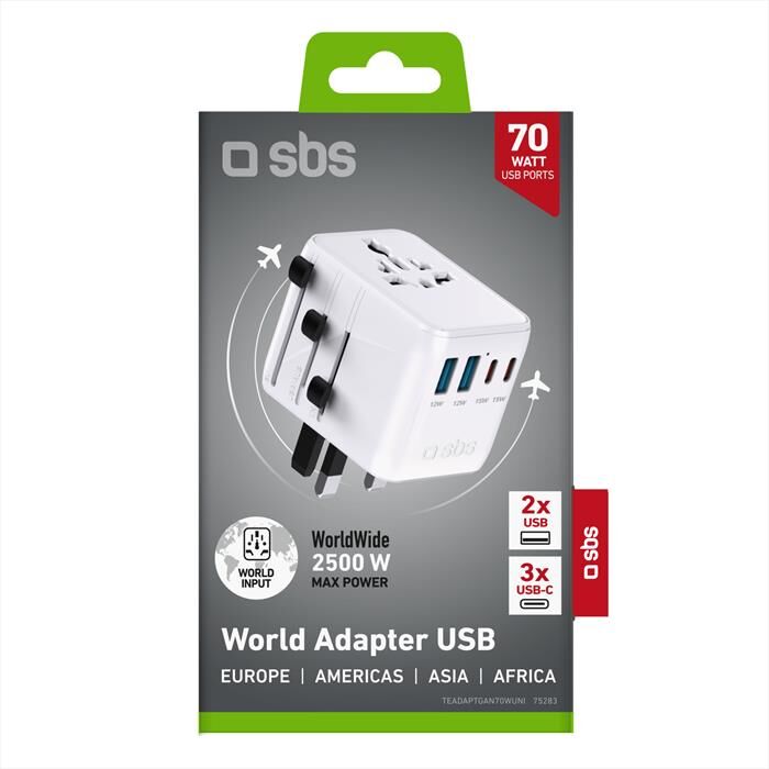 SBS Adattatore Da Viaggio Universale Teadaptgan70wuni-nero