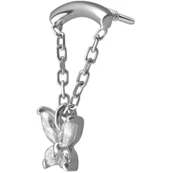 14 Karat Gold Schraubaufsatz mit Außengewinde MOISSANIT-SCHMETTERLING + BOGEN + KETTE