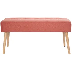 Gepolsterte Bank aus terracottafarbenem Stoff mit Samteffekt und hellem Holz B95 cm GUESTA