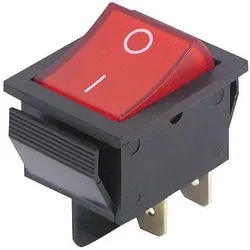 Wippschalter, 2-polig, schwarz, rot beleuchtet (250 V), ON-OFF