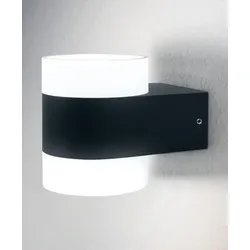 Osram Anthrazitfarbene LED Wandleuchte Puck UpDown mit warmweißem Licht IP44