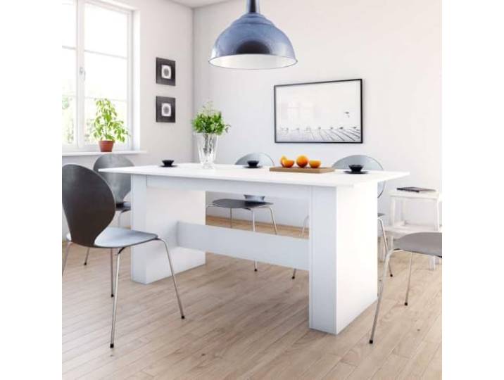 HEFZGDB Esstisch Weiß 180x90x76 cm Holzwerkstoff mit rechteckigem Sockel - Robuster und langlebiger Tisch für minimalistisches Esszimmer - Einfache Reinigung