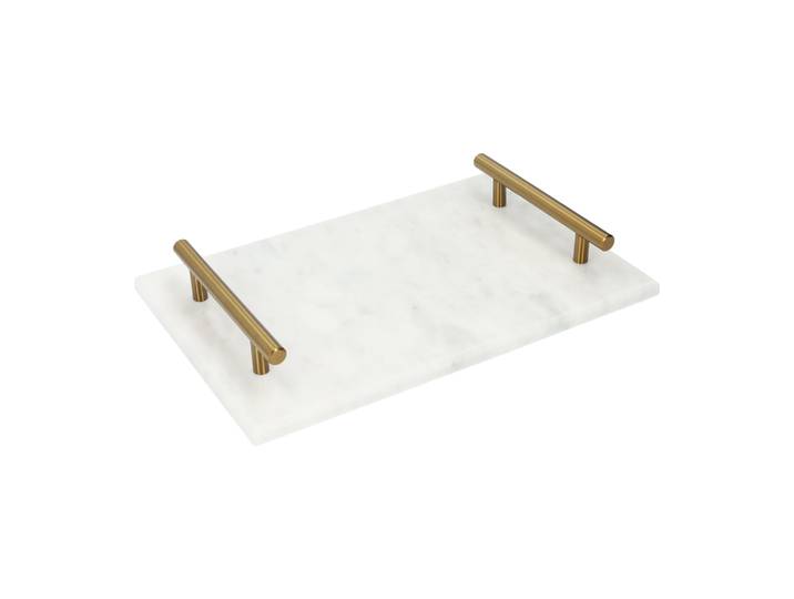 QUVIO Dienblad met gouden handvaten - 20 x 30 cm - Marmer
