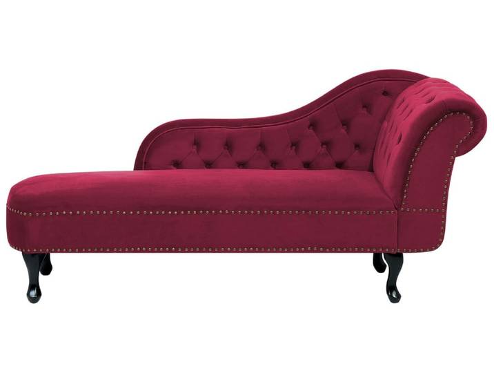 Chaise longue côté droit velours rouge foncé