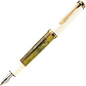 Pelikan Füller Souverän M400, Feder M, Schildpatt-weiß, 14-Karat Bicolor-Goldfeder