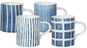Red Vanilla Canvass Blue Mugs Set/4