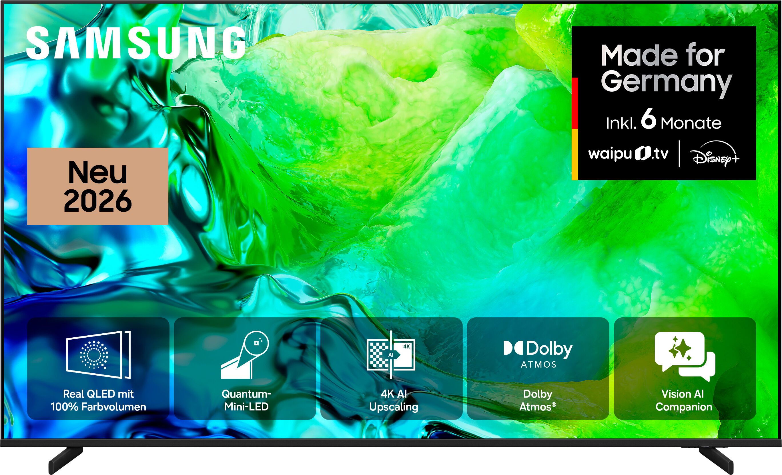 Samsung QLED-Fernseher "GQ75QN80HAU", Energieeffizienz: E, titanschwarz, 75 ″, Fernseher, Real QLED Mini-LEDs, Motion Xcelerator 144 Hz, Gaming Hub, Dolby Atmos, QLED-Fernseher