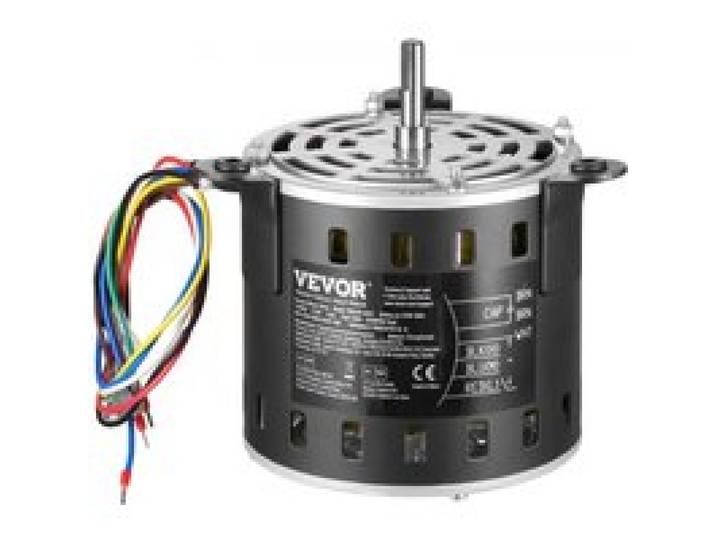 VEVOR 1/3 PS Gebläsemotor, 220 V, 1,95 A, 1250 U/min, 3 Gang (750/9501250 U/min), 10 mm Wellendurchmesser, 20 mm Wellenlänge, ROT. CCW vom Wellenende, inkl. CBB60 15 μF / 450 V Kondensator