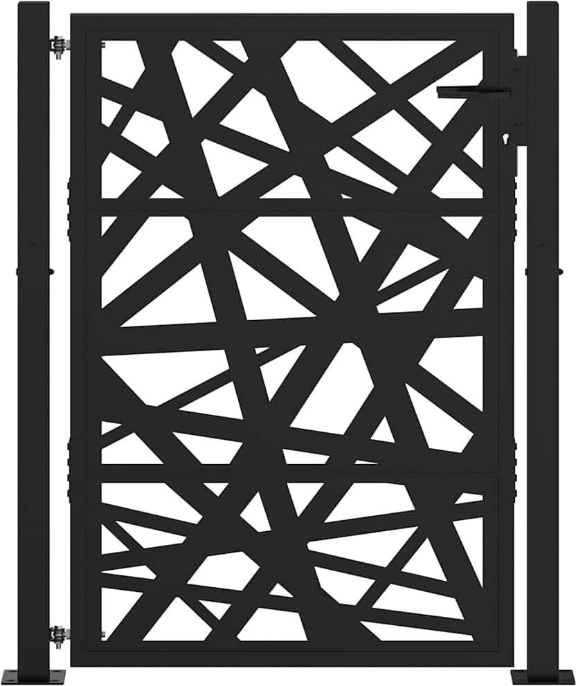 vidaXL Steel Gate Fencing Black 130cm H x 105cm W