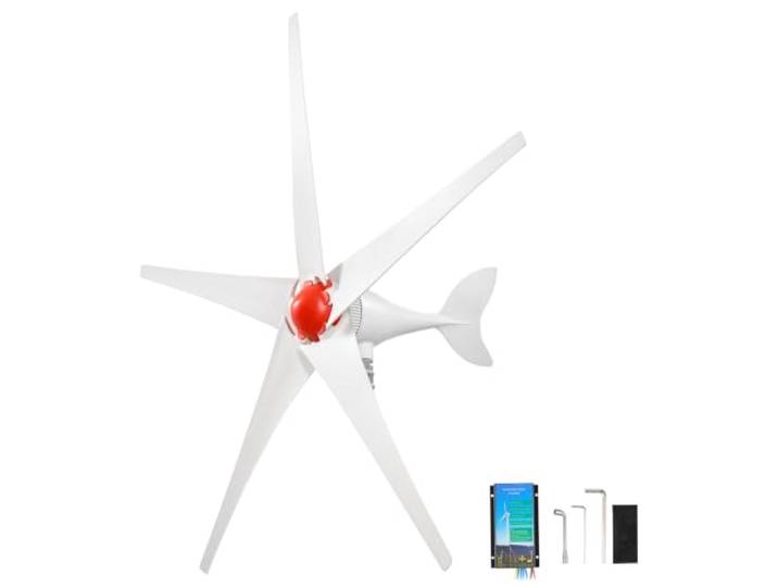VEVOR Éolienne 12 V 800 W Kit Générateur Éolien Contrôleur Éolien-solaire\, pour Camping-car\, Bateau\, Maison\, Ferme\, Triphasé AC Aimants Permanents\, avec 5 Pales\, Aileron Aérodynamique\, Mât Non Inclus