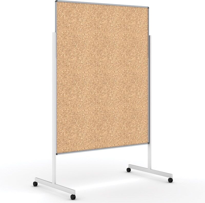 B2B Partner Info- und Moderationswand Kork auf Rollen, Leinwand, 1200 x 1500 mm, Kork