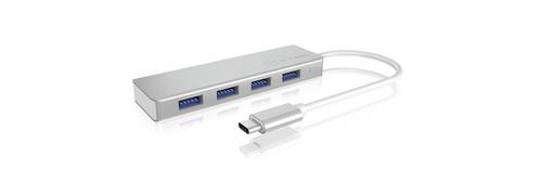 ICY BOX IB-HUB1425-C3 USB-Hub 4 Port USB-A USB 3.0 5 GBit/s mit USB-C Stecker Silber IB-HUB1425-C3