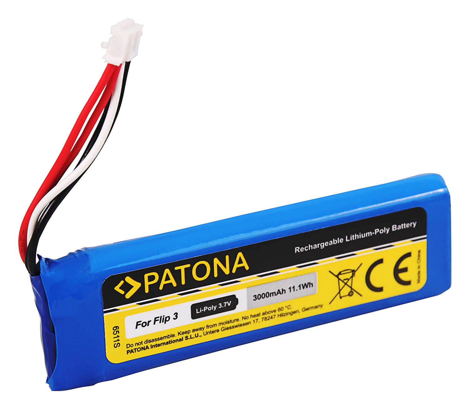 Patona Accu voor JBL Flip 3 Speaker, 3000mAh, 3,7V, Li-Pol, GSP872693