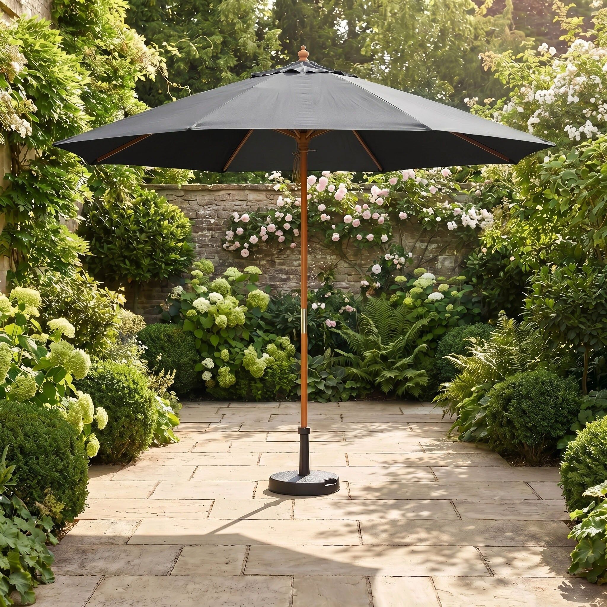 Harbour Lifestyle Kratos 3m Round Wooden Parasol in Grey