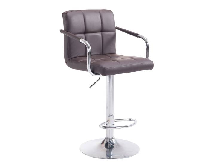 TPFLiving Barhocker Luca Gestell Metall in Chromoptik Kunstleder - Braun