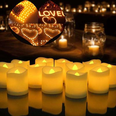 Youfap Market Creative Wishing Flameless LED Candle, Warm White LED Tea Light For Holiday Decor, Halloween, Christmas Lighting 48pcs