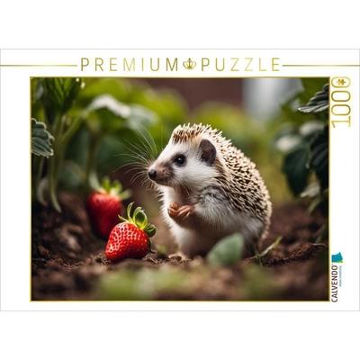 CALVENDO Puzzle Igel unterwegs im Erdbeerbeet | 1000 Teile Lege-Größe 64x48cm Foto-Puzzle für glückliche Stunden