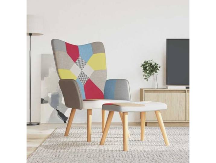 Relaxsessel mit Fußstütze, Patchwork, Stoff, Stahlrahmen, Füße Gepolsterter Schaumstoff, bequemer Sitz, moderner Patchwork-Stil, stabil, langlebig, für den täglichen Gebrauch