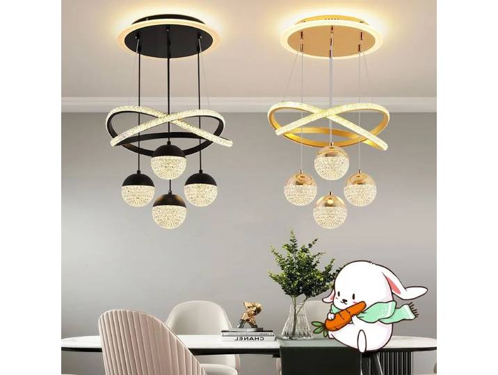 Créatif circulaire Dimmable lustre Restaurant salon chambre cuisine pendentif LED lampe intérieure ligne lumière décor luminaire