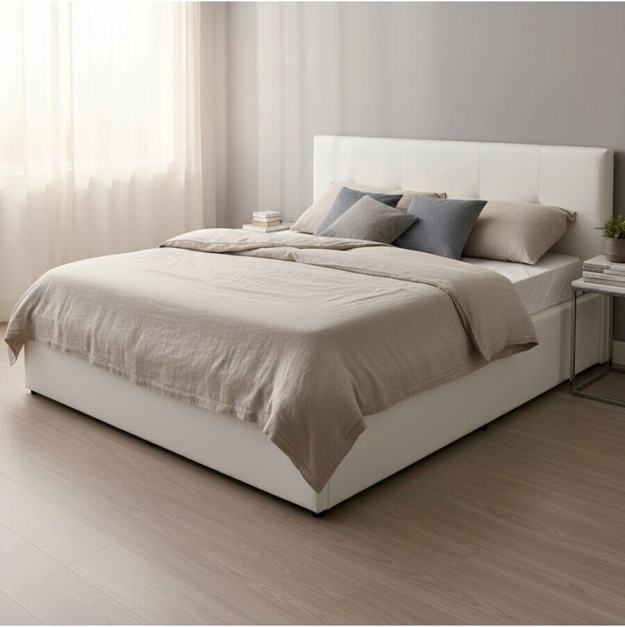 BellaHome LETTO MATRIMONIALE DUAL BIANCO  ECOPELLE CONTENIT