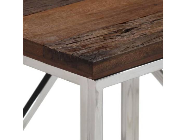 Promo printemps Table console - SHELD - Armoire d'entrée - Pour salon - argenté acier inoxydable et bois de mélèze massif M3872605