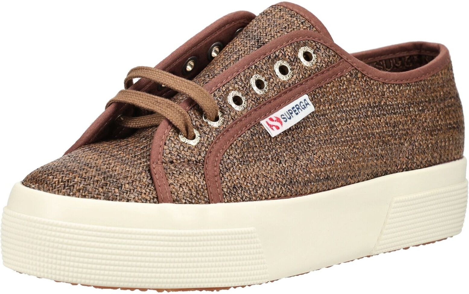 Plateausneaker SUPERGA "Superga Sneaker Textil", Damen, Gr. 42, braun, Textil, Schuhe Plateausneaker