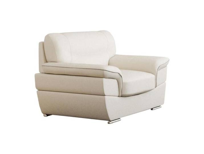 Fauteuil en cuir THIBAULT - Ivoire - Contemporain - Design - 1 place - VENTE-UNIQUE - Blanc