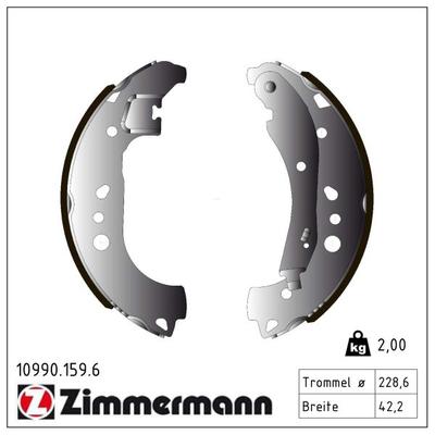 ZIMMERMANN Bremsbackensatz 109901596 Hinterachse für VAG