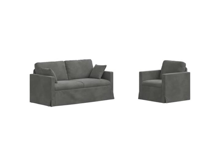 Makastle Sofa Couch 2er Set Dunkelgrau Samt