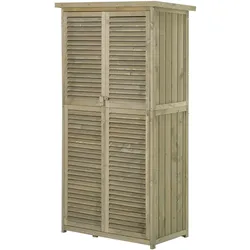 Outsunny Geräteschuppen Gerätehaus Geräteschrank Schuppen Garten 4 Fächer Grau 87 x 46,5 x 160cm