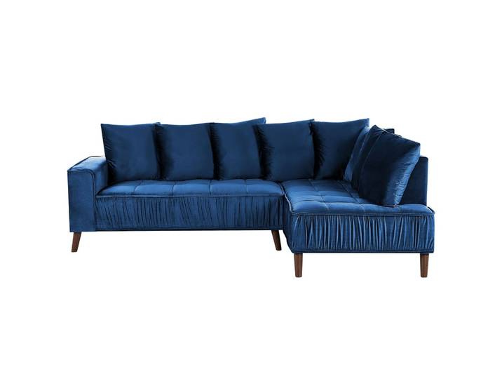 3-SITZER-ECKSOFA Samtstoff Marineblau rechtsseitig Grena