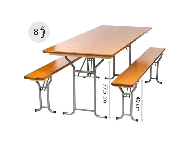 Festbankgarnitur COCON Silber/Braun Holz/Stahl verzinkt B 220 T 80 cm - Material: Fichte/Stahl