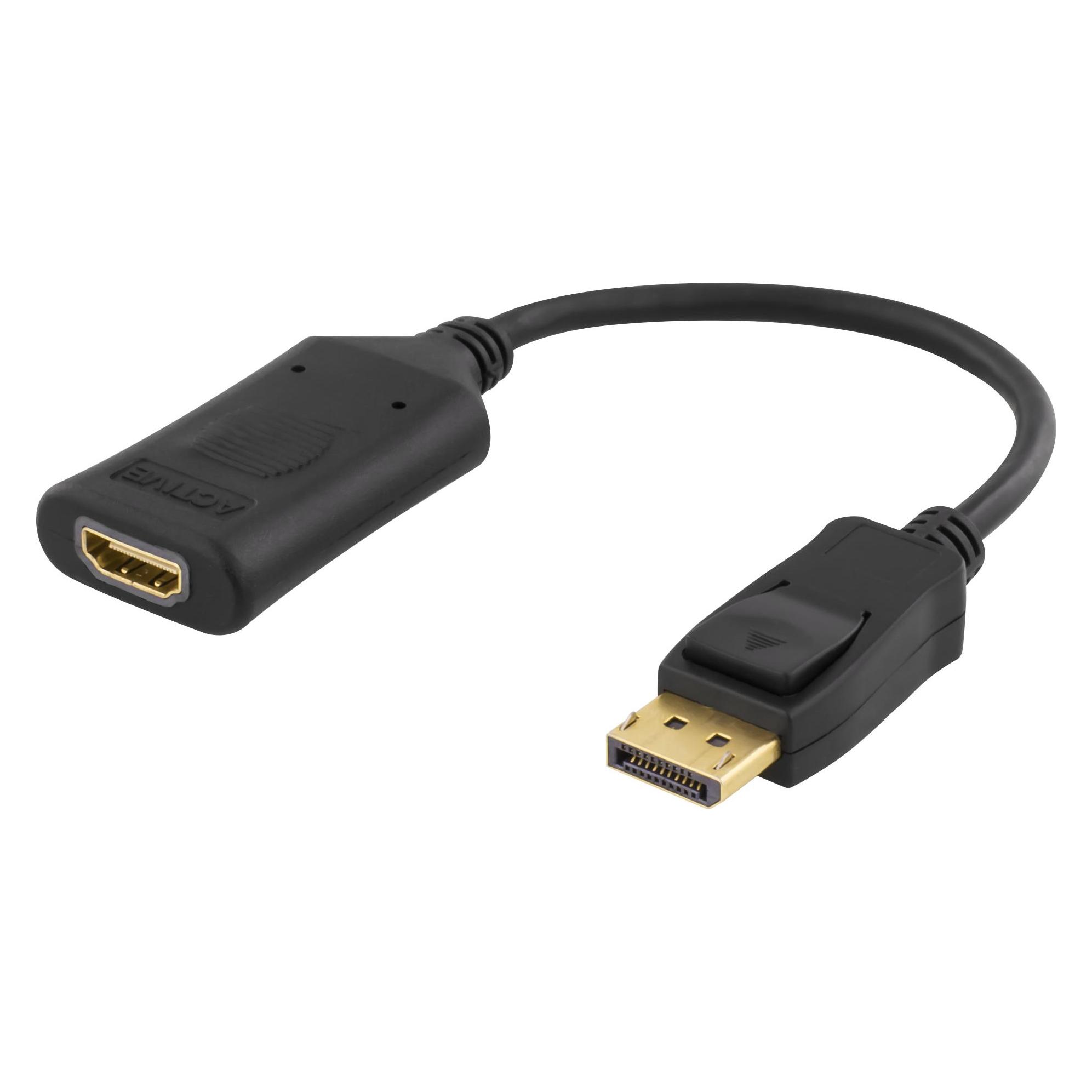 Deltaco DP-HDMI32 video cable adapter HDMI Type A (Standard) USB Type-A Black (DisplayPort, HDMI) (DP-HDMI32)