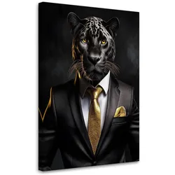 LEINWANDBILD Black Panther Tiere im Anzug 60x90cm