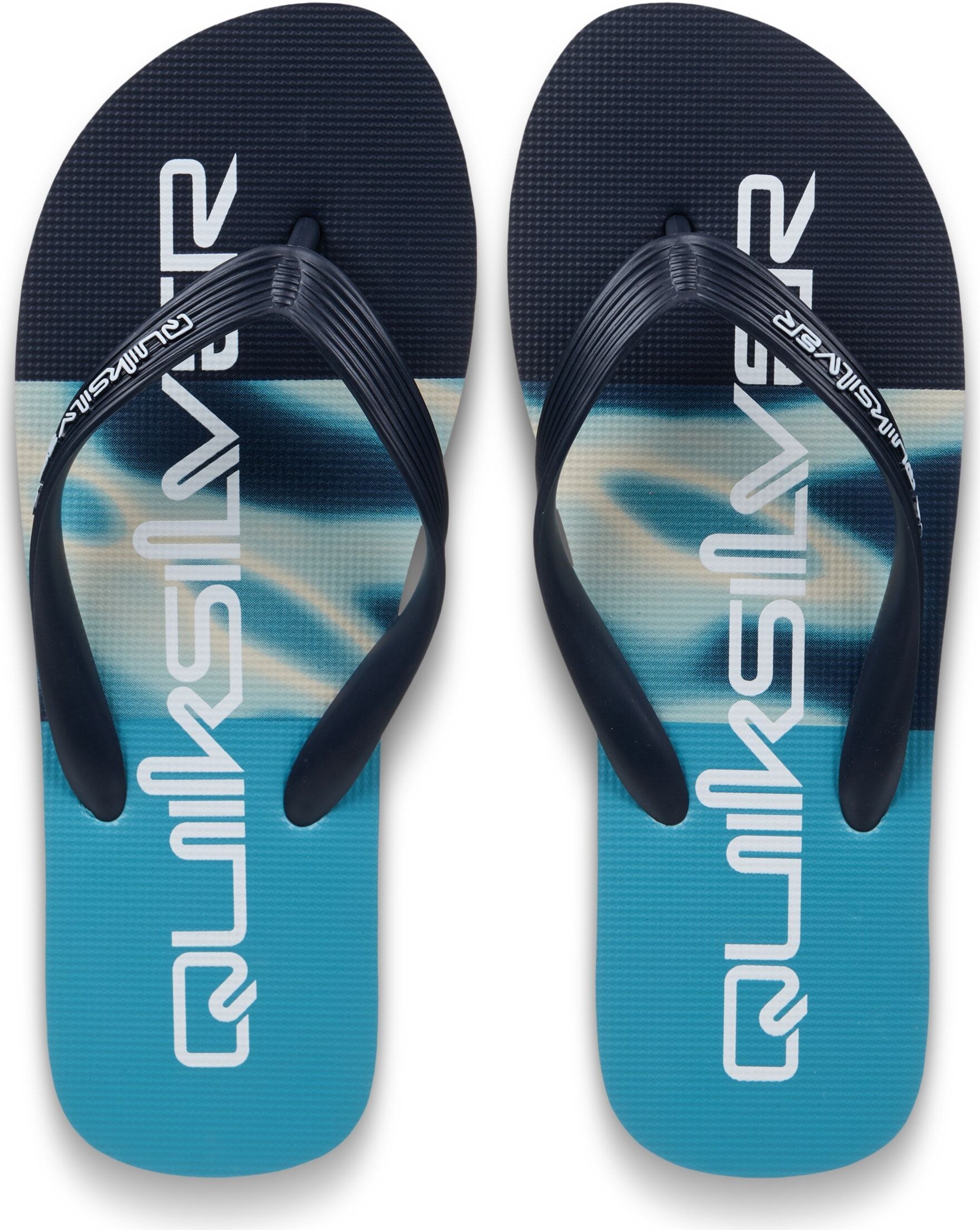 Zehentrenner QUIKSILVER "MOLOKAI STRIPE 26", Herren, Gr. 45, blau (aqua holmes), Synthetik, Schuhe Zehentrenner, Sommerschuhe aqua holmes 45
