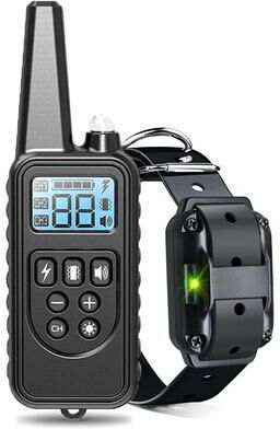 PetsAreLife Rechargeable Electric Dog Training Collar With Detachable Anti Bark Shock & Vibration black
