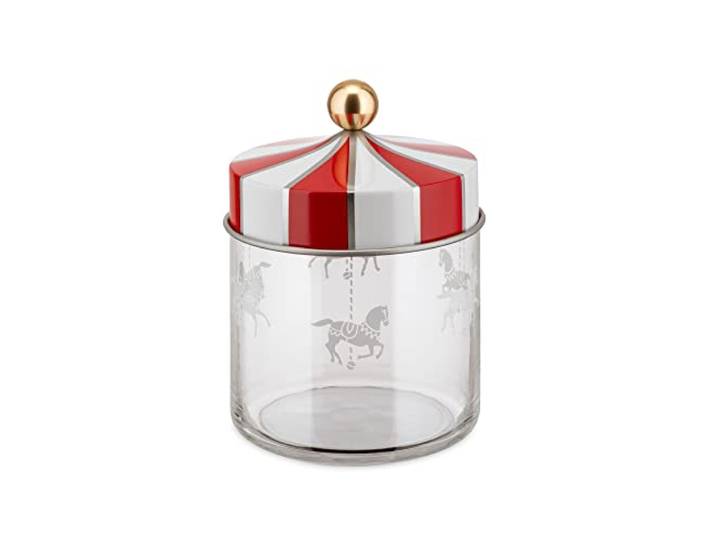 Alessi Circus MW30/75 - Bocal de Conservation des Aliments Design\, en Verre Sérigraphié avec Couvercle en Fer Blanc\, 75 cl
