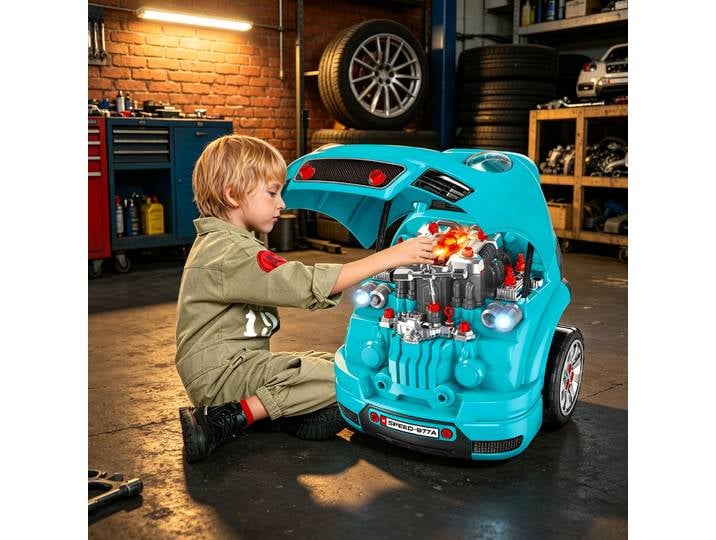 HOMCOM Camion Mécano 2-en-1 Jouet 61 Pièces Bleu