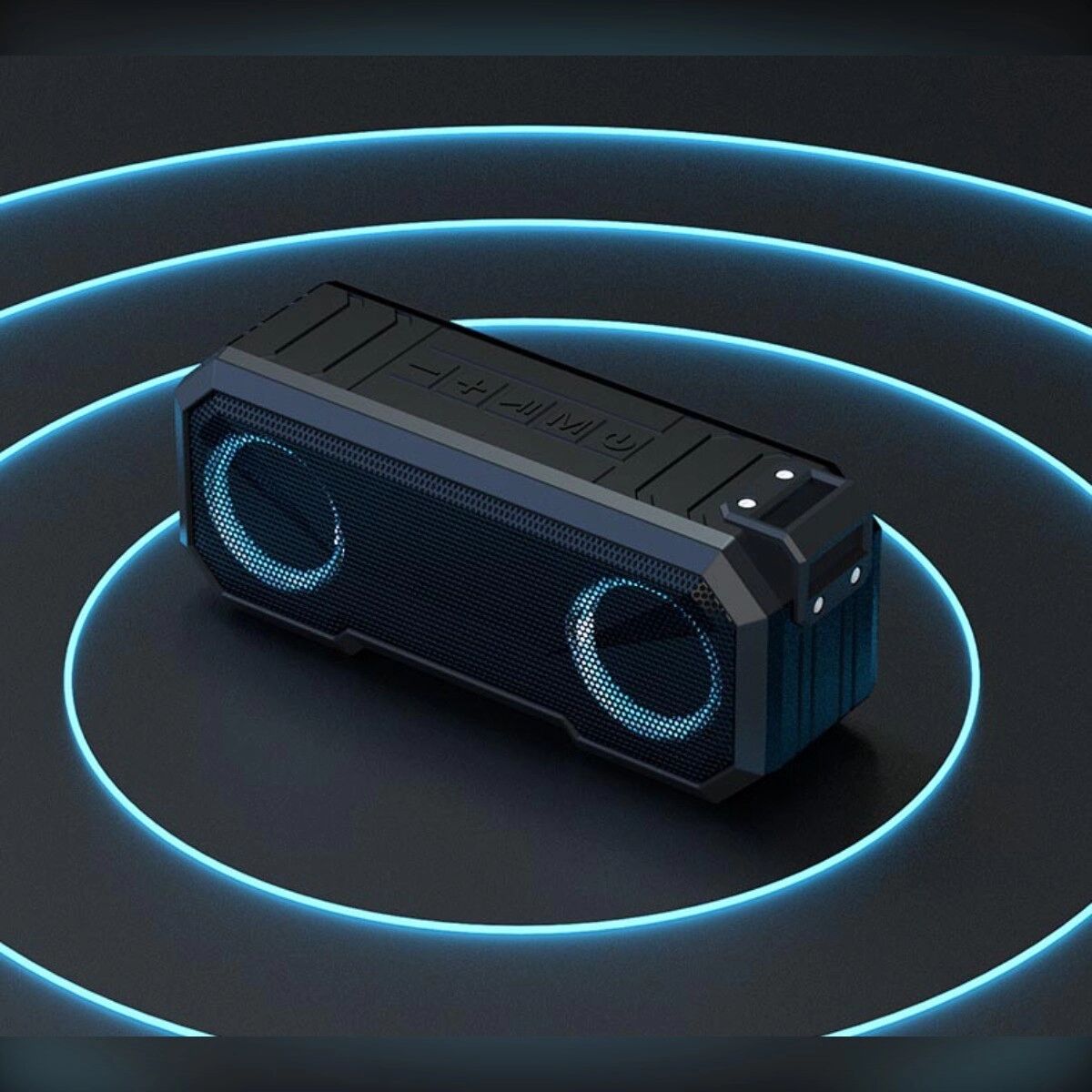 INF Wasserdichter RGB Bluetooth-Lautsprecher mit 3000mAh Akku, IPX7, 360° LED-Licht, Bluetooth 5.0, 12 Stunden Wiedergabe Blau