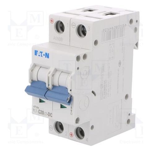 Eaton Wyłącznik nadprądowy 2P C 20A 10kA DC PL7-C20/2-DC 264903 (PL7-C20/2-DC)
