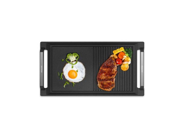 GASLAND Grillpfanneneinsatz IHGD-S23C Grillplatte mit Seitengriffen, Gusseisen, Grillpfanne für Induktion, Gusseisen mit Teflon-Beschichtung