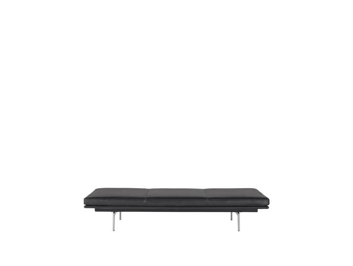Muuto Lit de repos Outline Refine leather black-Aluminium
