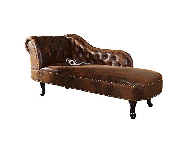 Invicta Interior Design Chesterfield Recamiere im Antik Look Couch Sofa Sessel Polsterliege braun