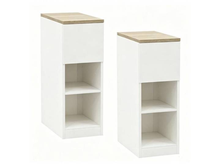 PIPIPOXER Lot de 2 Table de Chevet Étroite 25cm - Petite Chevet Design scandinav - Avec Tiroir et Compartiment Ouvert Réglable