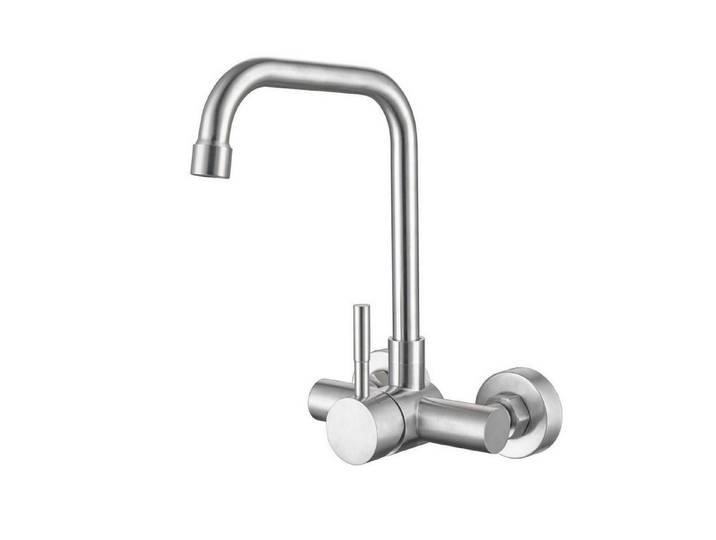 LuxusKollektion Küchenarmatur Küchenarmatur Wandmontage 11cm Lochabstand SUS304 Edelstahl 360° (1-St)